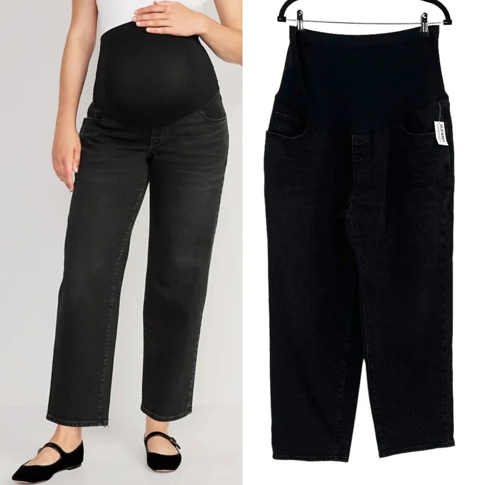 Old Navy Maternity Full-Panel OG‎ Loose Black Jeans Size 16 Short
